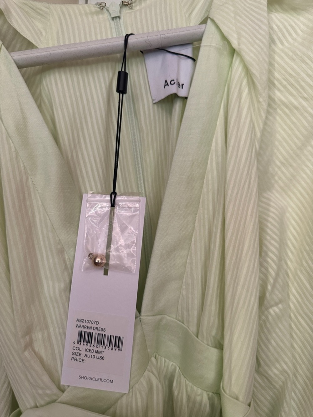 Acler Pale Green Striped Maxi Dress - Picture 2 of 3